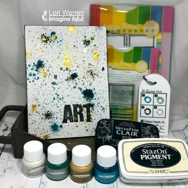 Creating an Artsy book cover is easy with All-Purpose Ink and Ink Droppers. This project will walk you through the step by step process of creating a unique background paired with a large word stamped (with StazOn Pigment Ink) as a focal point. 